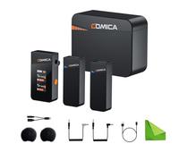 Comica Vimo C3 Lavalier Système de Microphone sans Fil avec étui de Chargement, Double émetteur et 1 récepteur Micro Revers pour Interview, Diffusion en Direct et vlogging