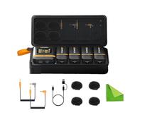 COMICA Vimo Q Mini système de Microphone Cravate sans Fil à Quatre canaux avec 4 émetteurs et 1 récepteur avec étui de Chargement pour Enregistrement vidéo sur téléphone Youtubers Vloggers-Noir