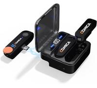 COMICA Vimo S UC Micro Cravate sans Fil pour iPhone【Certifié Lightning-MFi】, Annulation Active Bruit, Transmission 200M, Micro sans Fil Plug&Play avec boîtier de Charge pour Youtube TikTok (Noir)