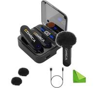 comica Vimo S-UC Noir Système de Microphone Lavalier sans Fil 2,4 G Micro d'enregistrement à Double Canal avec étui de Chargement pour Android et Enregistrement vidéo, Entretien et vlogging
