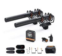 COMICA VM40 Combo Microphone à Double Canal avec Enregistrement intégré 32G, Microphone de caméra sans Fil avec Enregistrement Flottant 48 kHz/32 Bits pour Appareil Photo Smartphone (1RX+2TX)