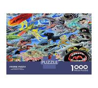 Comics HorreurCasse-tête 1000 Pièces sans Poussière, Puzzles pour Adultes Mur Graffiti Cartjeu De Patience pour Une Activité Jour De Pluie, Cadeau De Retraite 52x38cm/1000pcs
