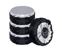 Comily Plus+ 4 pcs/Ensemble 210D Polyester Pneu de Rechange Couvre Sacs Fourre-Tout De Stockage avec Poignée Fit pour 13"-15" Pneus en Diamètre-Noir/Argent