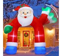 COMIN Arche de Père Noël gonflable de 3,5 m - Décorations d'extérieur à main secouable avec LED intégrées pour fête, cour, pelouse, jardin intérieur