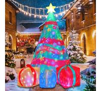 COMIN Bonhomme de neige gonflable de Noël avec une boîte, décoration de cour gonflable avec lumières LED intégrées pour les vacances, les fêtes, Noël, la cour, le jardin
