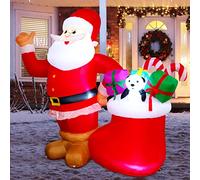 COMIN Bonhomme de neige gonflable de Noël avec une boîte, décoration de cour gonflable avec lumières LED intégrées pour les vacances, les fêtes, Noël, la cour, le jardin