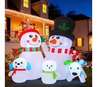 COMIN Bonhomme de neige gonflable de Noël de 2,1 m de long avec LED intégrées - Décoration de cour pour fête de vacances à l'intérieur, à l'extérieur, dans la cour, le jardin, la pelouse