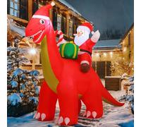 COMIN Décorations de Noël gonflables de 2,5 m de long, Père Noël gonflable, dinosaure avec LED intégrées pour décoration de Noël, intérieur, extérieur, cour, pelouse, jardin
