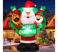 COMIN Décorations de Noël gonflables en forme de beignets de Père Noël avec LED intégrées pour décoration intérieure, jardin, pelouse