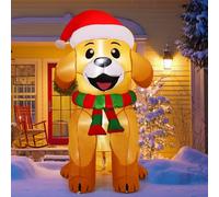COMIN Décorations de Noël gonflables en forme de chien de 1,5 m - Golden Retriever avec LED intégrées pour décoration de jardin ou de pelouse