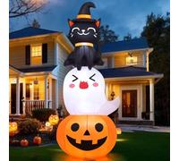 COMIN Ensemble de décorations gonflables d'Halloween en forme de citrouille, fantôme, chat, avec LED intégrées pour décoration d'intérieur, fête, jardin, pelouse
