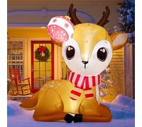 COMIN Rennes gonflables de Noël de 1,5 m, décorations d'extérieur gonflables avec boule de Noël avec LED intégrées pour jardin, pelouse, décoration de fête intérieure