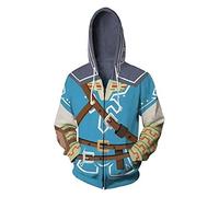 Coming Zelda Cosplay Costume Breath of The Wild Link Hoodie Sweat-shirt à capuche pour homme Halloween Veste zippée - - Large