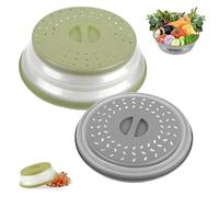 Comioke 2PCS Cloche Micro Ondes,Couvercle Anti-Éclaboussures Micro-Ondes,Couvercle Micro-Ondes 3 En1,Couvercle Micro Ondes, Onde Passoire avec Trous de Vapeur pour Fruits Et Légumes(Gris + Vert)