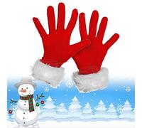 Comioke Gants Père Noël, 1 Paire Gants de Noël en Velours Rouge Court, Women's Short Santa Gloves, Une taille, Rouge