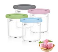Comioke Lot de 4 Récipient pour Ninja Creami, Pot pour Ninja Swirl by Creami Compatible avec NC299AMZ, C300s, NC300, NC301, Machine à Glace Accessoires avec couvercles, Lave-Vaisselle, Sans BPA