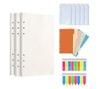 Comioke Lot de feuilles de notes rechargeables classeur à anneaux A6 papier A6 intercalaires notes autocollantes pochette d'enveloppe reliure à 6 trous