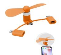 Comioke Mini ventilateur USB 3 en 1 pour téléphone portable, compatible avec i-Phone/i-P-ad/smartphone Android, tablette, micro USB/type C/port Lightning, mini téléphone portable