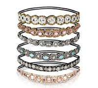 Comius Sharp 6 Pièce Strass Bandeaux Élastiques Bohême Elastiques Bandeaux avec Cristal Strass Bijoux Bandes pour Femmes Cheveux Accessoires (6 Styles)