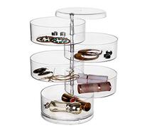 Comius Sharp Boîte à Bijoux, 5 Niveaux Coffret à Bijoux avec Couvercle, Trousse à Bijoux de Voyage de Rangement Rotation de 360 Degrés pour Bagues Boucles d'oreille Colliers Bracelets (Transparent)