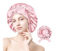 Comius Sharp Bonnet de Nuit en Soie, 22 Momme Bonnet de Nuit 100% Soie de Mûrier pour Les Soins Capillaires des Femmes, Plus Grand Enveloppement Capillaire en (Rosé)