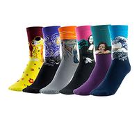 Comius Sharp Chaussettes Homme Fantaisie, 6 Paires Unisexes Coton Fantaisie Socks Famous Paintings ImprimÉ Chaussettes et Multicolores