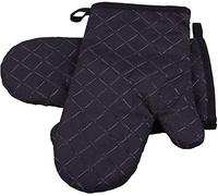 Comius Sharp Gant de Cuisine, 1 Paire Antidérapant Gants de Four Mitt Chaleur Résistants Coton Maniques et Gants pour Cuisiner, Barbecue, Grill, Cuisson (Black)