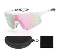 Comius Sharp Lunette Running Femme, Lunette de Vitesse, Lunettes de Cyclisme UV400 Enveloppantes, Légères, Coupe vent, pour VTT, Vélo Route, Sports de Plein Air, Monture Blanche, Verres Verts (C)
