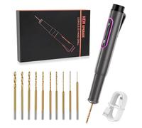 Comius Sharp Mini Stylo Perceuse Électrique, avec 10 Foret Hélicoïdal (0.6-2.2 mm), USB Rechargeable, Outil Bricolage Portable pour Résine, Plastique, Bois, Circuit Imprimé, Cuir (Noir)