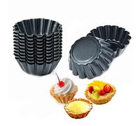 Comius Sharp Moule à Tarte aux œufs, 12 Pièce Moules à Tartelettes en Acier au Carbone, Réutilisables, Tarte Oeuf Pan Antiadhésif, Moule à Quiche pour Tartes, Cupcakes Moule