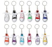 Comius Sharp Porte-clé Chaussure, 12 Pièce Mode Pendentif Chaussure en Toile Porte-clés Cadeau Pendentif de Sac Cadeau, Porte-Clés Mode Chaussures Décontractées Porte-Clés Pendant de Voiture Sac