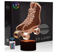 Comiwe 3D Illusion Veilleuse Jouet,Décor de Maison LED Lampe de Chevet Table,Télécommander 16 Couleurs,Cadeau d'Anniversaire de Noël Pour Filles Garçons Enfants Amis et Famille-Patins à Roulettes Quad