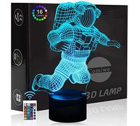 Comiwe Astronaute 3D Illusion Veilleuse Jouets,Décor de Maison LED Lampe de Chevet Table,Tactile & Télécommander 16 Couleurs,Cadeau d'Anniversaire de Noël Pour Filles Garçons Enfants Amis et Famille