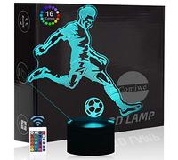 Comiwe Football 3D Illusion Veilleuse,Décor de Maison LED Lampe de Chevet Table,Tactile & Télécommander 16 Couleurs,Cadeau d'Anniversaire de Noël Pour Filles Garçons Enfants Amis et Famille