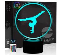 Comiwe Gymnastique Yoga 3D Illusion Veilleuse Jouets,Décor de Maison LED Lampe de Chevet Table,Tactile & Télécommander 16 Couleurs,Cadeau d'Anniversaire de Noël Pour Filles Enfants Amis et Famille