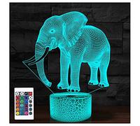 Comiwe Veilleuse éléphant 3D - Lampe de chevet LED - 16 couleurs changeantes - Avec télécommande - Décoration de Noël - Cadeau d'anniversaire pour filles, garçons, enfants et amis