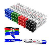 Comix Feutre Ardoise Effaçable, Feutre Tableau Blanc Effaçable, 36 Feutres Marqueurs Effaçables à Sec, 4 Couleurs Assorties, à Faible Odeur, adaptés pour Tableau Blanc et Verre