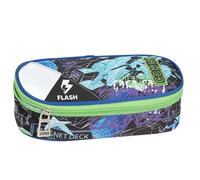 COMIX Flash - Trousse Scolaire, Trousse Ovale pour Enfants et Adolescents, Idéale pour Ranger la Papeterie, avec Fermeture Éclair Pratique, Intérieur avec Passants Élastiques, 22 x 5H x 7 cm
