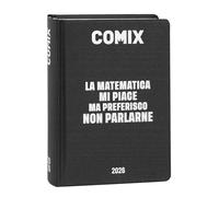 Comix - Journal Mignon Plus quotidien 16 mois, agenda scolaire 2026-2026, avec couverture rigide, idéal pour l'école moyenne et supérieure, 9 x 12,5 cm, noir/argent