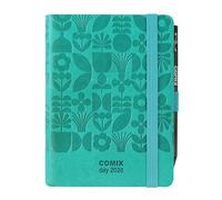 COMIX Mignon Agenda 2026 12 mois quotidien avec boucle élastique porte-crayon ou stylo, fermeture avec élastique et signet, crayon COMIX inclus, 9 x 12,5 cm, Floreal