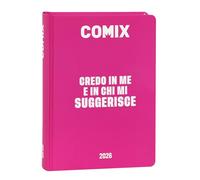Comix Online Exclusive Agenda journalier 16 mois, agenda scolaire 2025-2026, avec couverture rigide, idéal pour l'école moyenne et supérieure, 13 x 17,8 cm, rouge