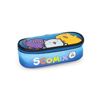 Comix Scomix by Sio Trousse d'école Ovale pour Enfants et Adolescents, idéale pour Ranger la Papeterie, avec séparateur intérieur avec Passants élastiques et Fermeture à glissière, 22 x 7,5 x 11 cm,