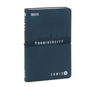COMIX U Younivercity Agenda 2024-2025 avec couverture rigide, fermeture avec élastique et 224 pages, idéal pour l'université, 11,8 x 18 cm, bleu