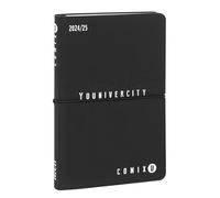 COMIX U Younivercity Agenda 2024-2025 avec couverture rigide, fermeture avec élastique et 224 pages, idéal pour l'université, 11,8 x 18 cm, noir et blanc