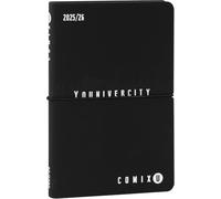 COMIX U YOUNIVERCITY Agenda hebdomadaire 2025-2026 Agenda 13 mois avec couverture souple en PU, élastique, 224 pages, idéal pour l'université, 11,8 x 18 cm, noir et blanc