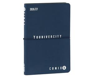 COMIX U YOUNIVERCITY Agenda hebdomadaire 2026-2027 Agenda 13 mois avec couverture souple en PU, élastique, 224 pages, idéal pour l'université 11,8 x 18 cm, bleu