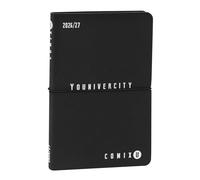 COMIX U YOUNIVERCITY Agenda hebdomadaire 2026-2027 avec couverture souple en PU, élastique, 224 pages, idéal pour l'université 11,8 x 18 cm, noir/blanc
