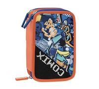 Comix Ultra Bright Trousse à 3 Compartiments Enfant et Fille avec kit de Papeterie Inclus avec Stylo effaçable Bleu et Rouge et Bien Plus Encore, Pratique à Fermeture éclair, 20 x 13h x 7 cm, Bleu,