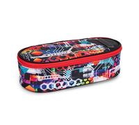 Comix Wave - Trousse Ovale Organisée pour Enfants et Adolescents, Idéale pour Ranger la Papeterie, avec Pratique Fermeture Éclair, Intérieur avec Passants Élastiques sur Les Côtés, 22x5Hx9,5 cm