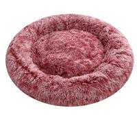 Comlax Grand coussin apaisant pour chien Donut - Coussin rond avec housse amovible et lavable - En fourrure synthétique anti-anxiété - Pour animal domestique - Doudou et confortable - 70 cm - Rose